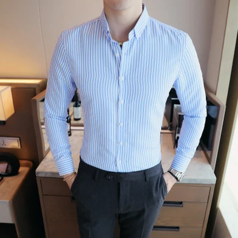 "Stylish and Affordable Men'S Business Casual Striped Shirts - Perfect for Formal Occasions!"