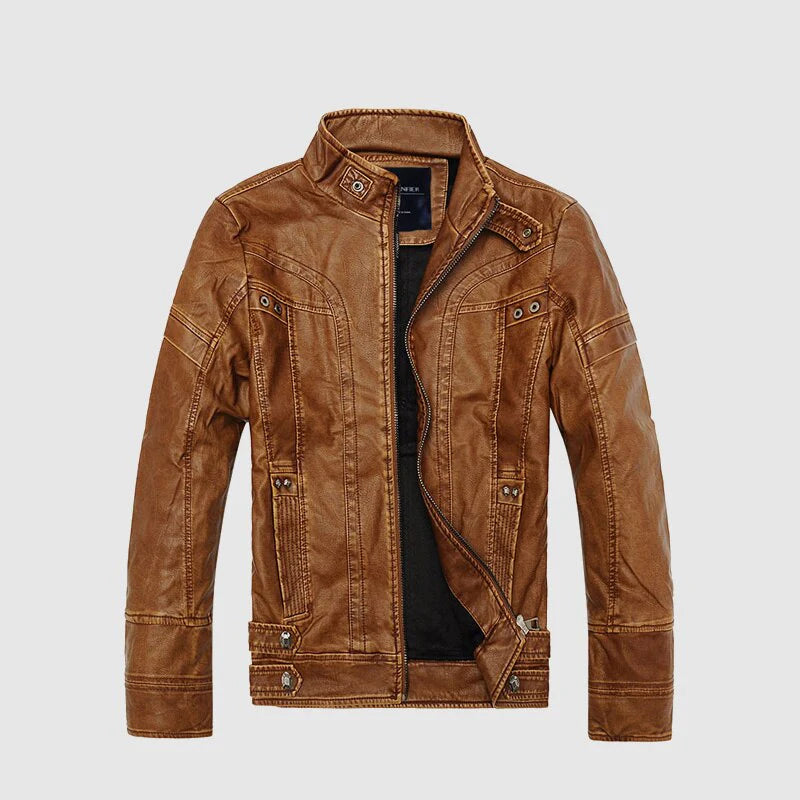 "Ultimate Men'S Leather Jacket: Premium Quality, Classic Style, Perfect for Motorcycle, Bike, or Cowboy Enthusiasts, Thick and Durable with Standard US Sizing"