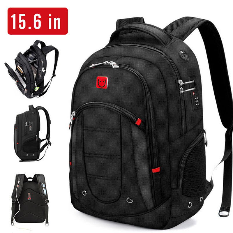 "Secure and Stylish Travel Backpack with Code Lock and USB Charging - Perfect for Business, School, and Travel!"